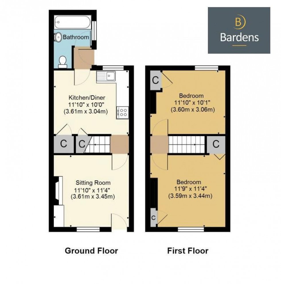 Floorplan for 2 Bedroom Terraced House with Courtyard Garden, Apsley Street, Tunbridge Wells