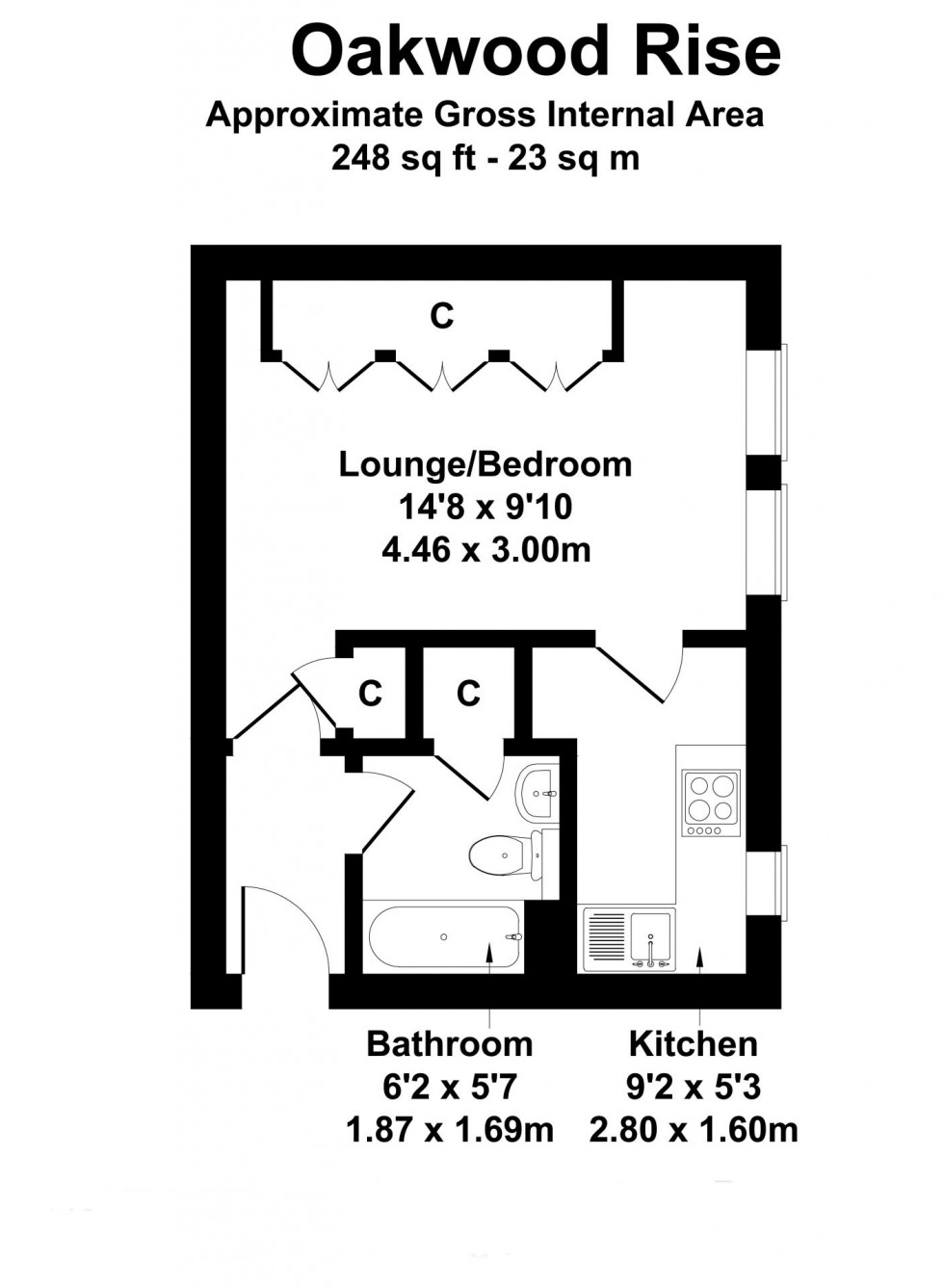 Floorplan for Studio Flat with Allocated Parking & Communal Garden, Oakwood Rise, Tunbridge Wells