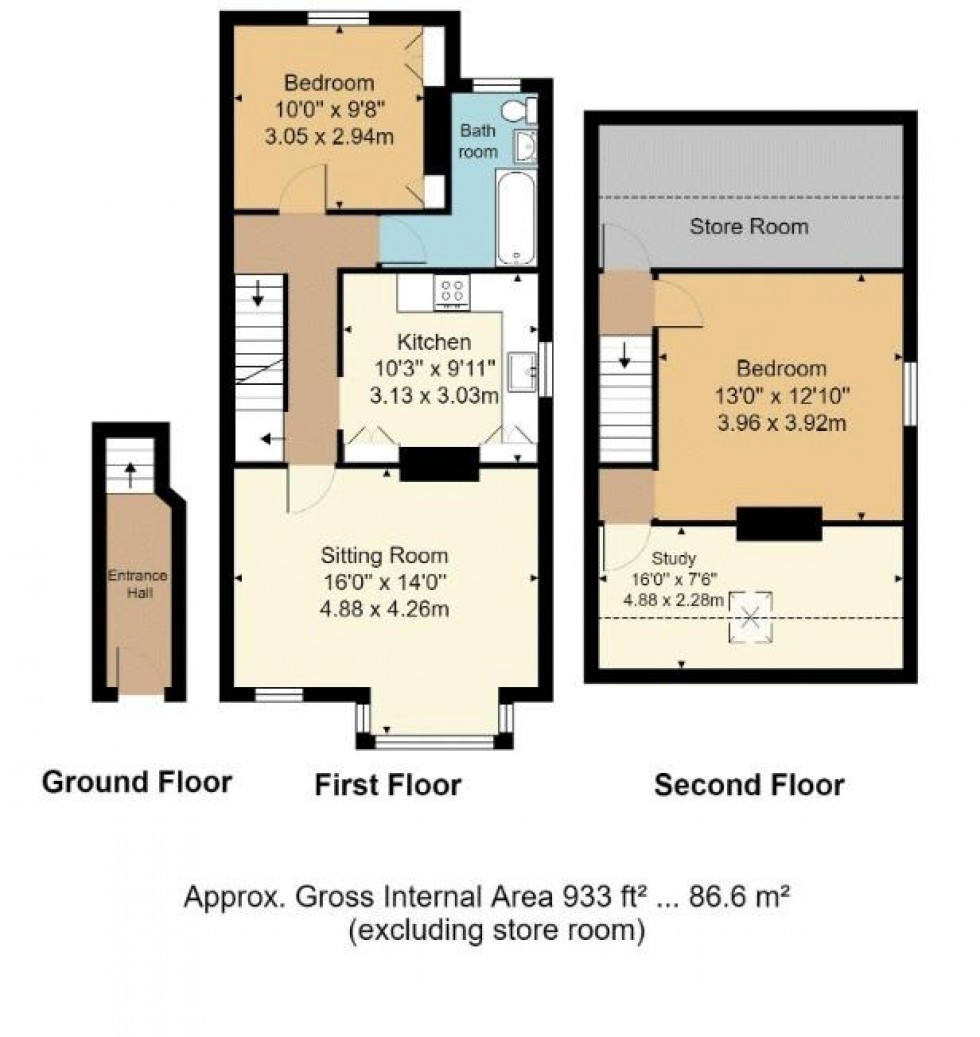 Floorplan for Two Bedroom Maisonette with Loft Room, Somerset Road, Tunbridge Wells