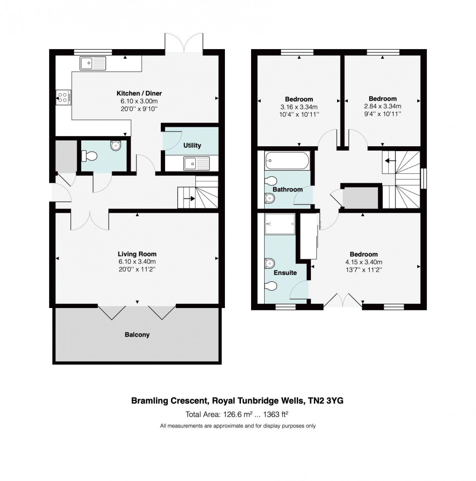Floorplan for 3 Bedroom 2 Bathroom Detached House, Bramling Crescent, Tunbridge Wells