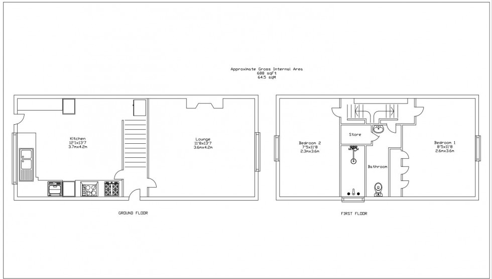 Floorplan for 2 Bedroom Semi-Detached House, William Street, Tunbridge Wells
