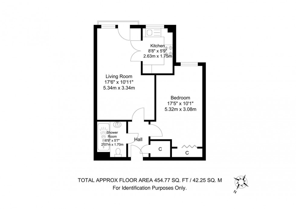 Floorplan for 1 Bedroom Retirement Flat, Medway Wharf Road, Tonbridge