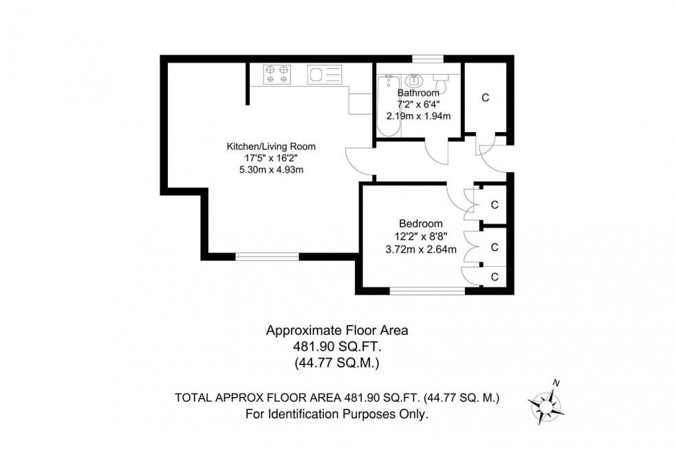Floorplan for One Bedroom Ground Floor Flat, Church Street, Maidstone