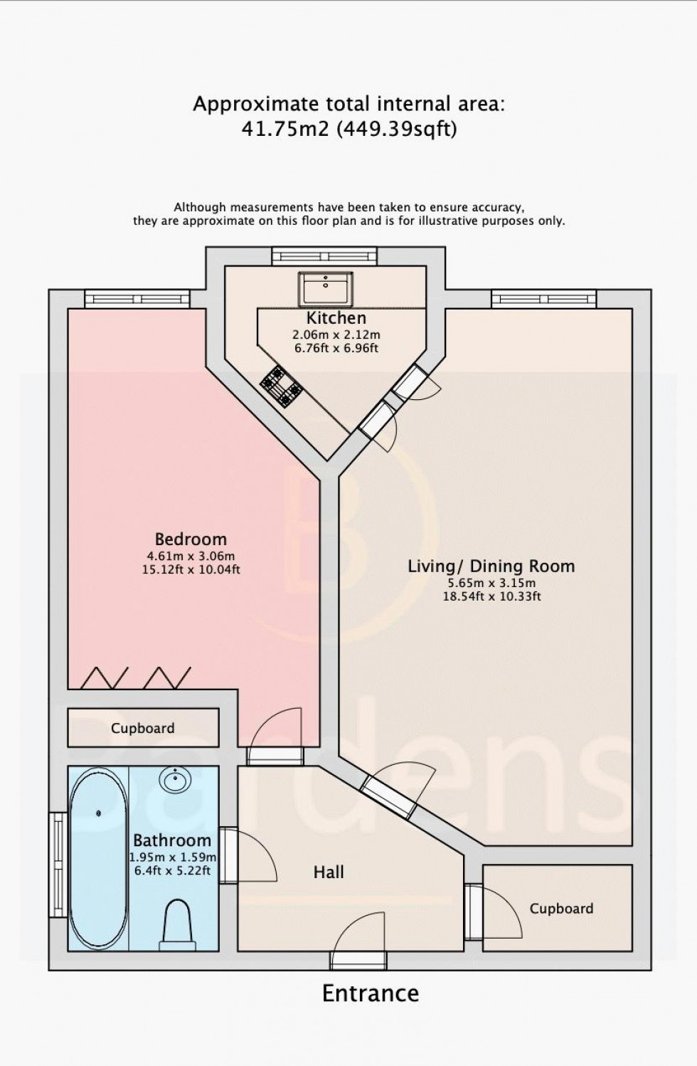 Floorplan for 1 Bedroom Retirement Flat, Medway Wharf Road, Tonbridge