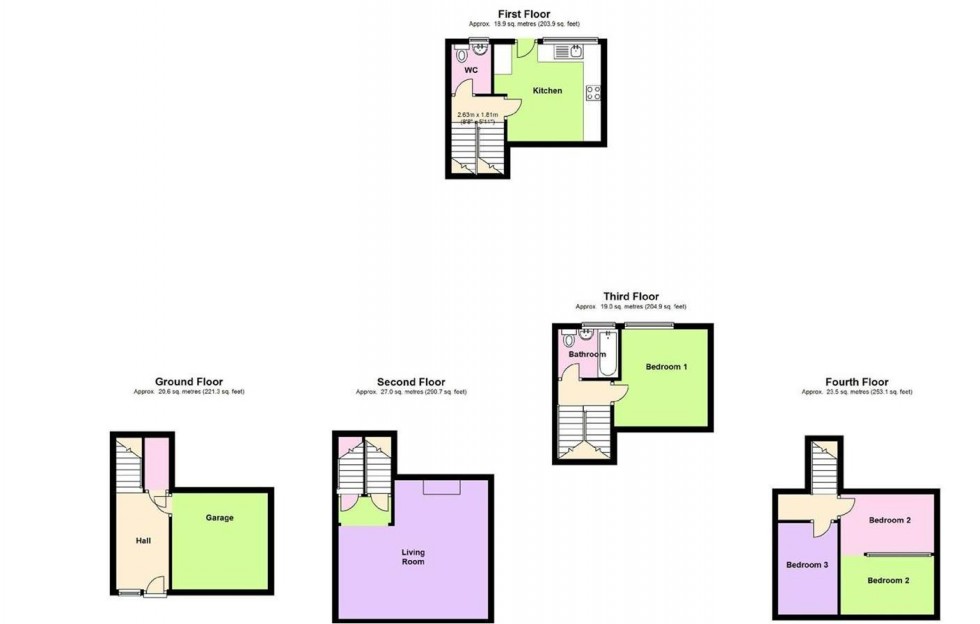 Floorplan for 3 Bedroom Terraced Town House, The Lowlands, Hailsham