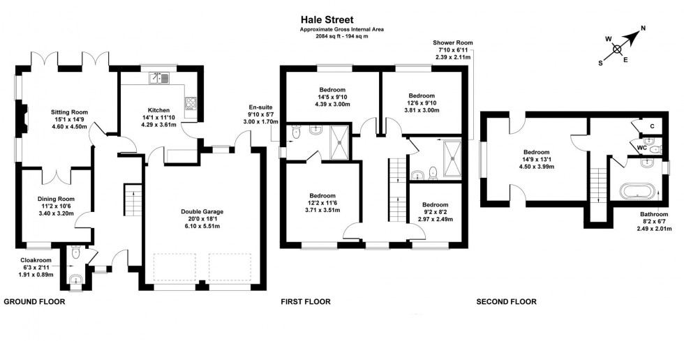 Floorplan for 5 Bedroom 3 Bathroom Detached House, Hale Street, Tonbridge