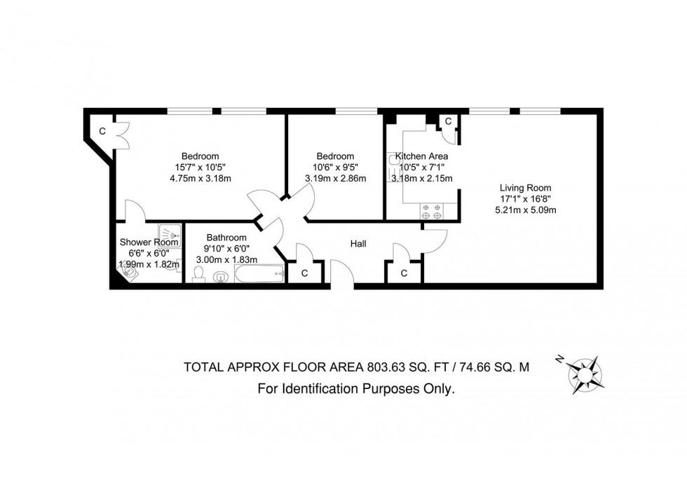 Floorplan for 2 Bedroom 2 Bathroom Flat with Parking, Nevill Street, Tunbridge Wells