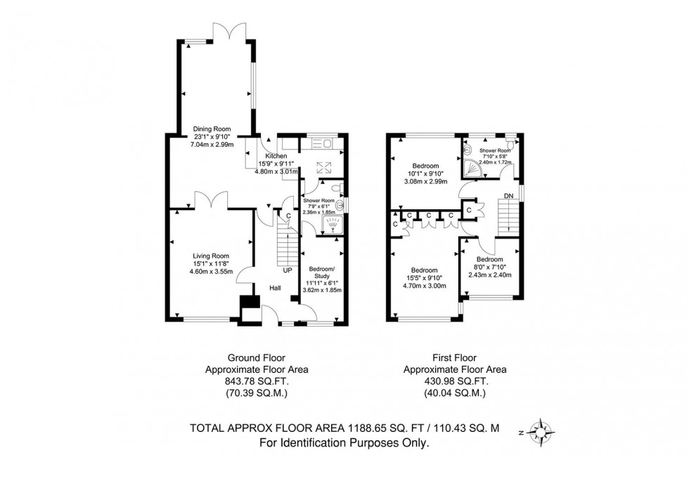 Floorplan for 4 Bedroom Semi-Detached House with Garden. Theodore Close, Tunbridge Wells